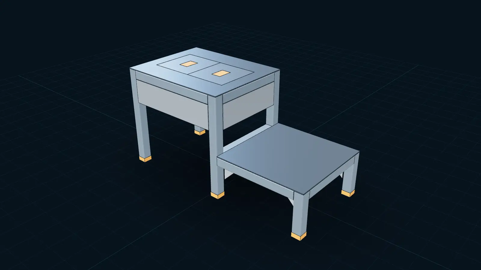 3D model of a platform created in KoCAD